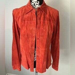 Vintage Essentials Vibrant Red Suede Shirt Sz L